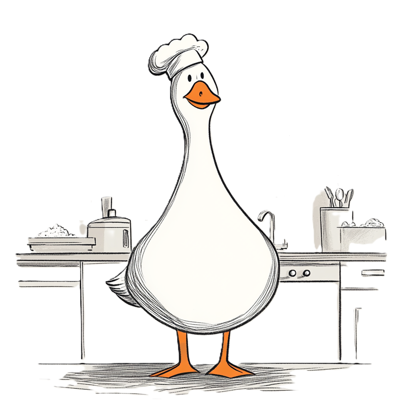 Fit Gąska - kucharz Fit Gąska stoi w kuchni w czapce kucharskiej.