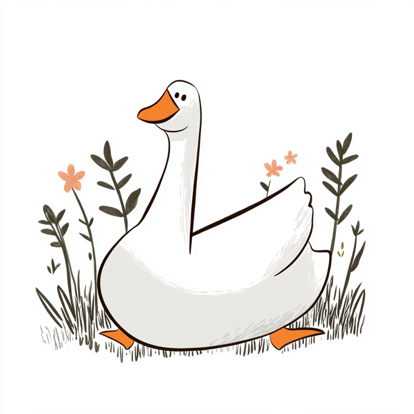 Fit Gąska odpoczywająca wśród natury Fit Gąska siedzi na trawie wśród kwiatów i zieleni